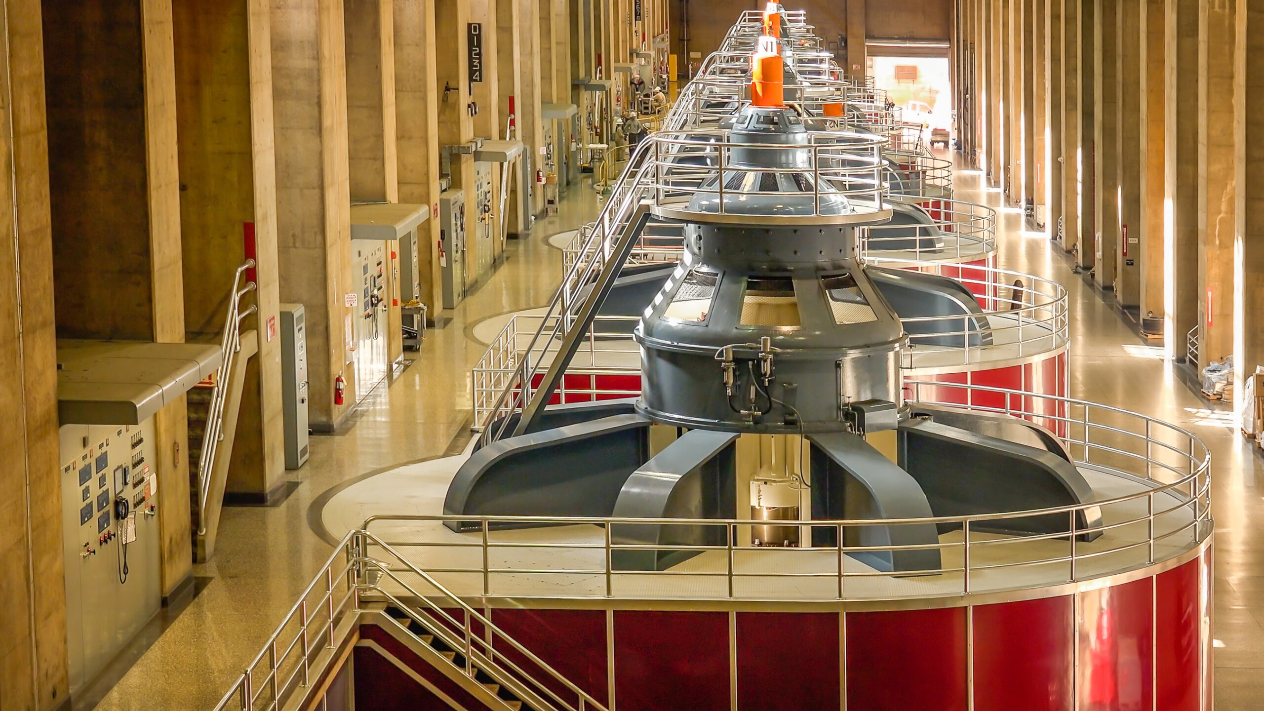 Huge Turbines Create Electricity at Hoover Dam